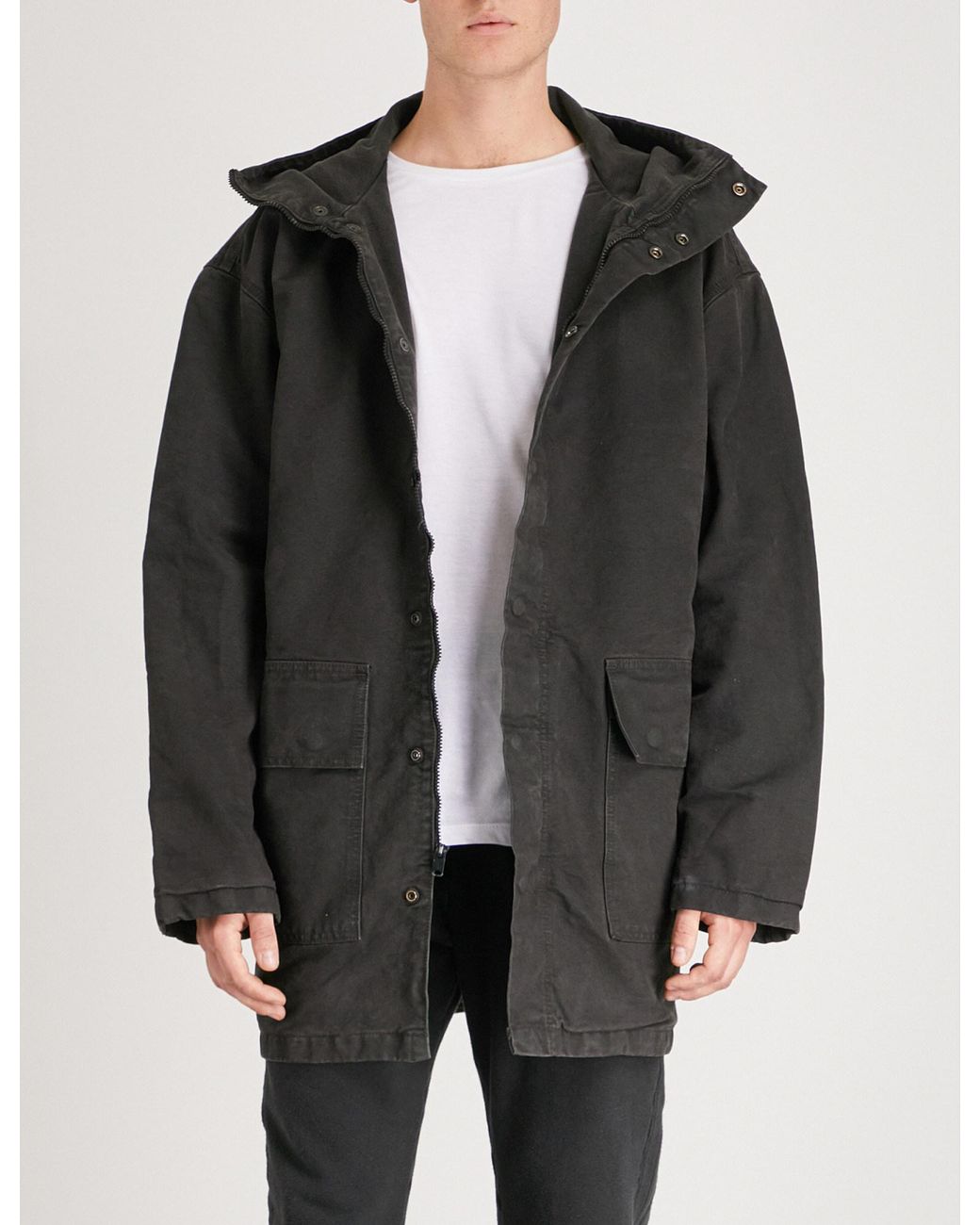 Yeezy Season 6 Hooded Cotton Parka Jacket in Black for Men | Lyst