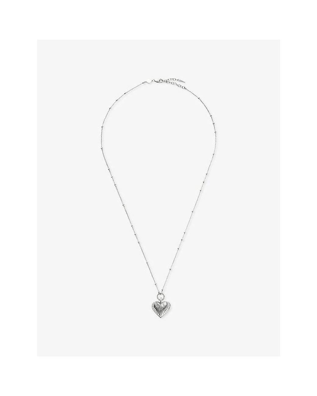 Missoma White Ridge Heart Charm-Plated Brass Pendant Necklace
