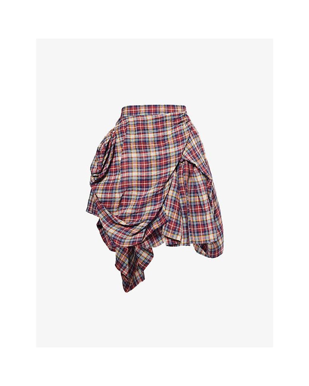 Vivienne Westwood Nymph Check Asymmetric-Pleat Linen-Blend