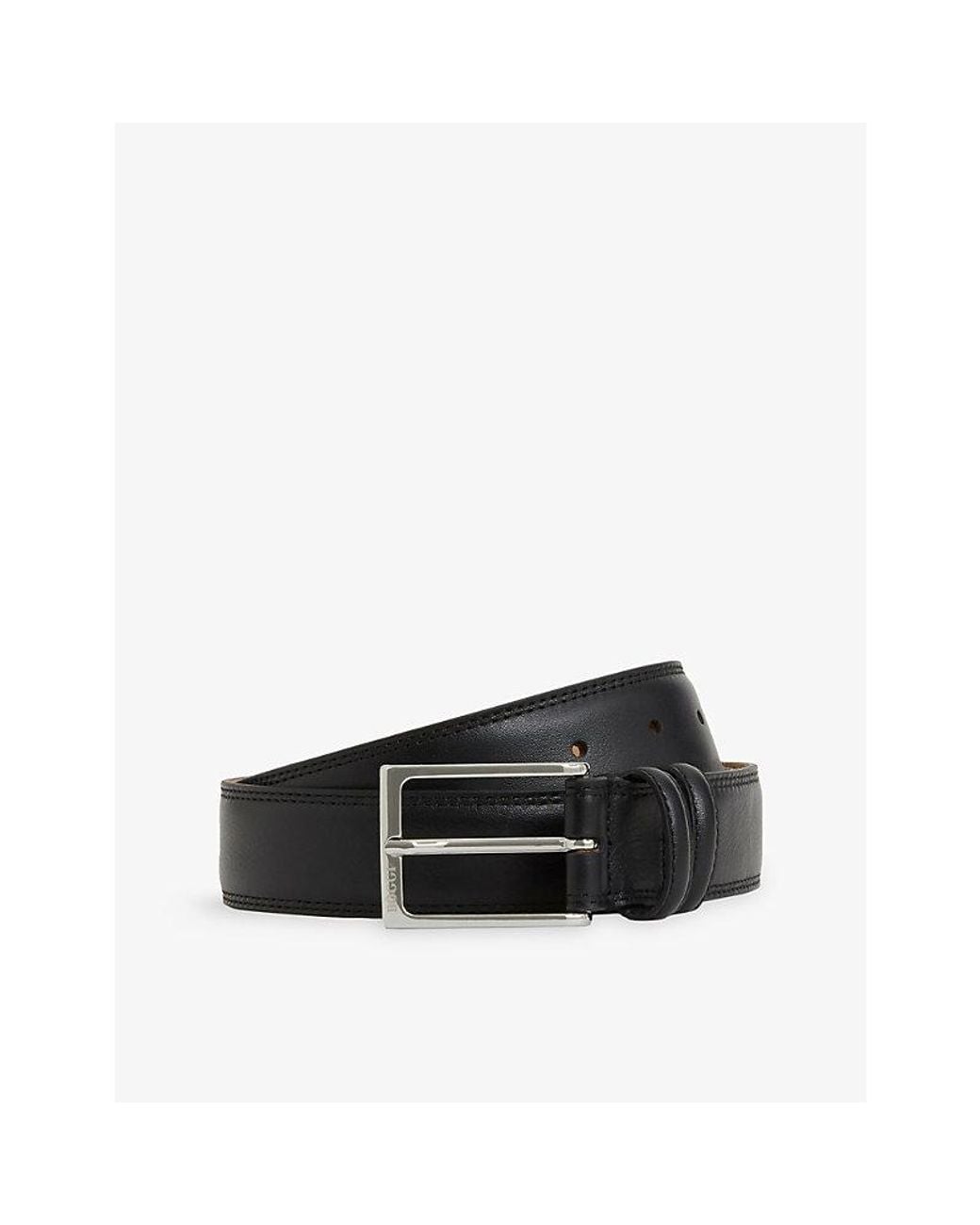 Boggi Black Leather Buckle Belt for men