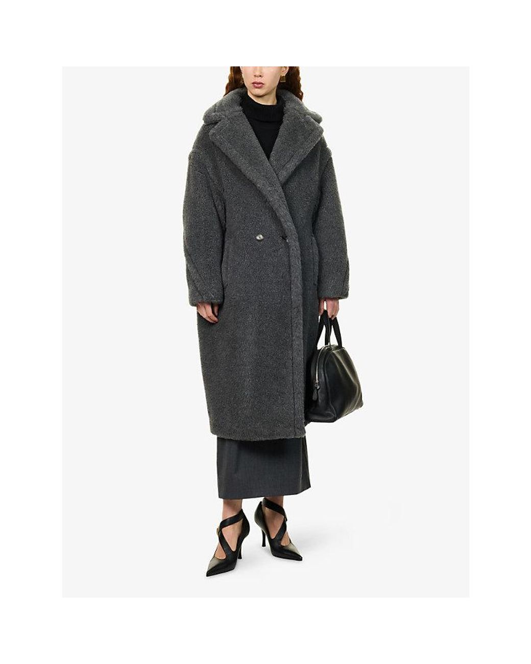 Max Mara Gray Teddy Bear Icon Wool-Blend Coat
