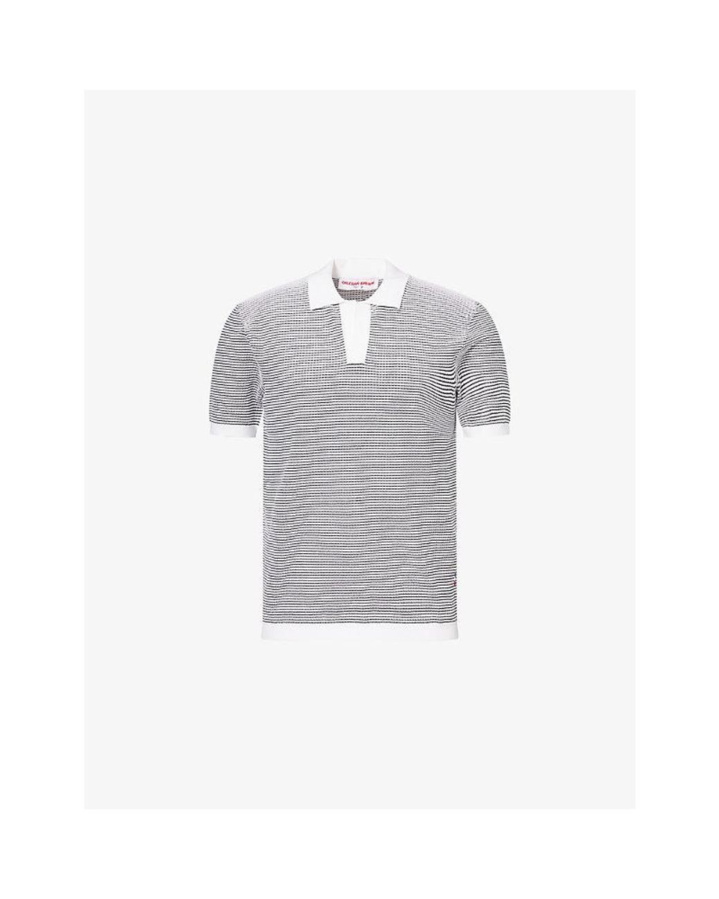 Orlebar Brown Gray Roddy Open-Mesh Waffle Knit Polo Shirt for men