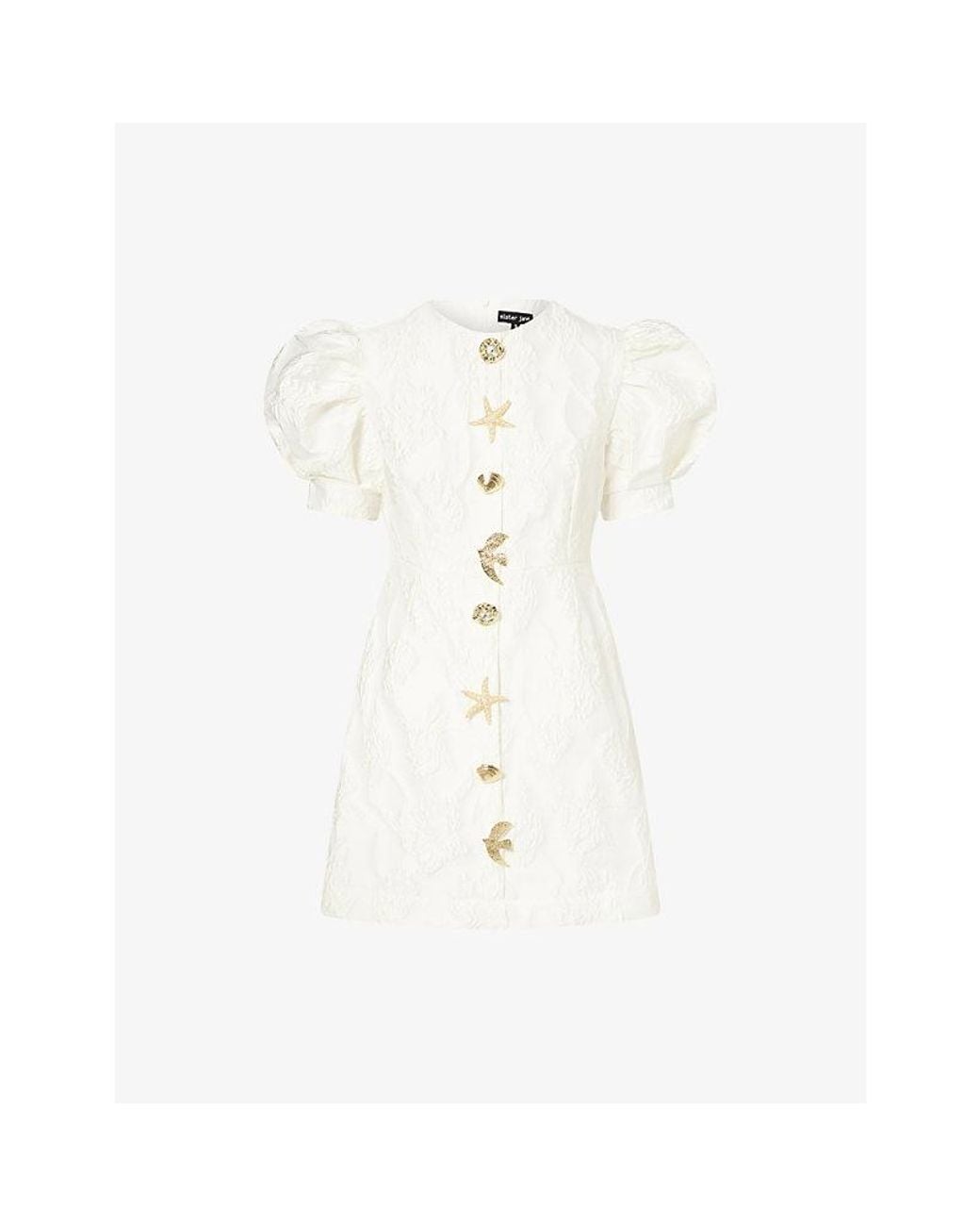 Sister Jane White Milos Brooches Woven Mini Dress