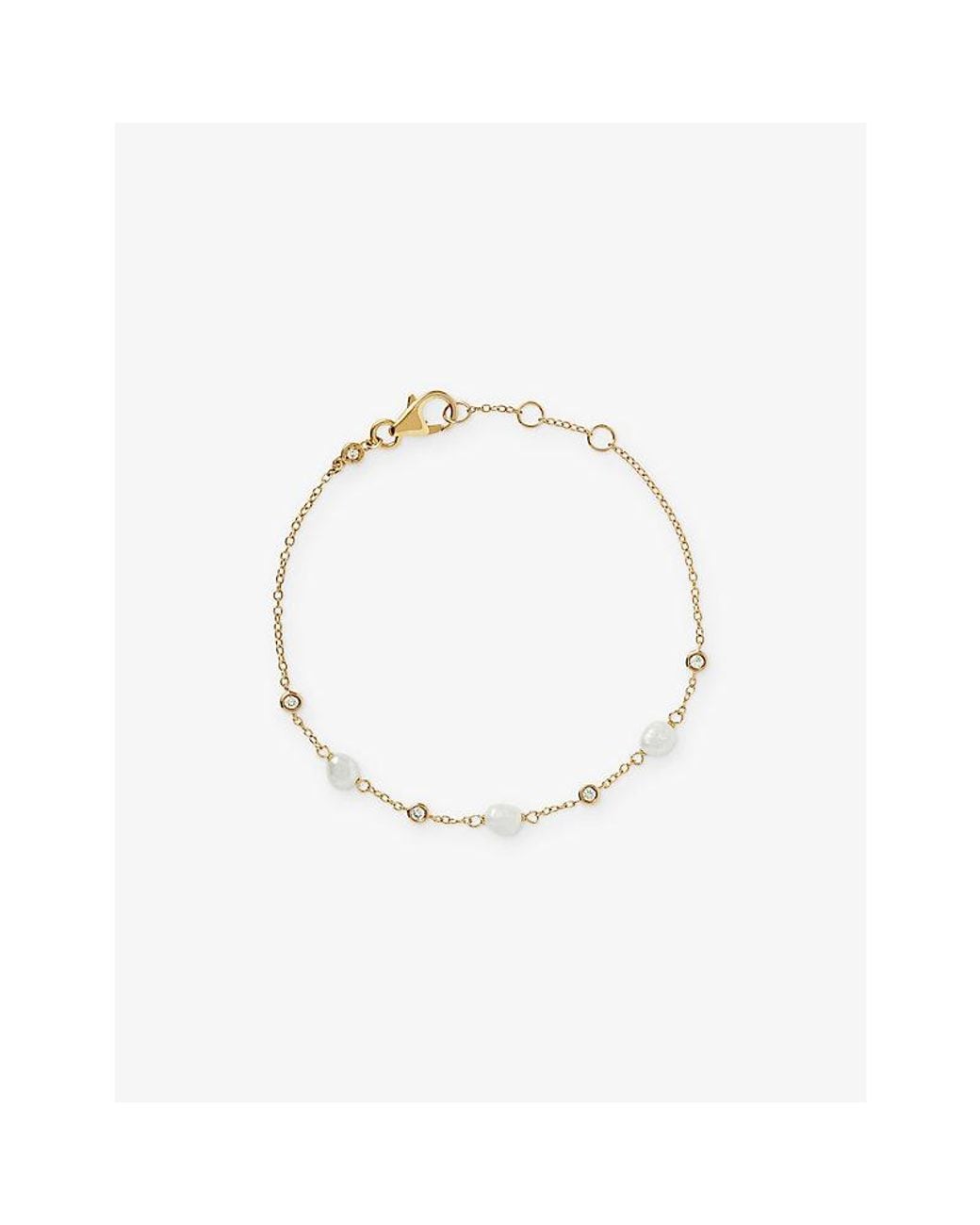 Astley Clarke White Pearls 18Ct-Plated Sterling- Freshwater Pearl And Sapphire Station Bracelet