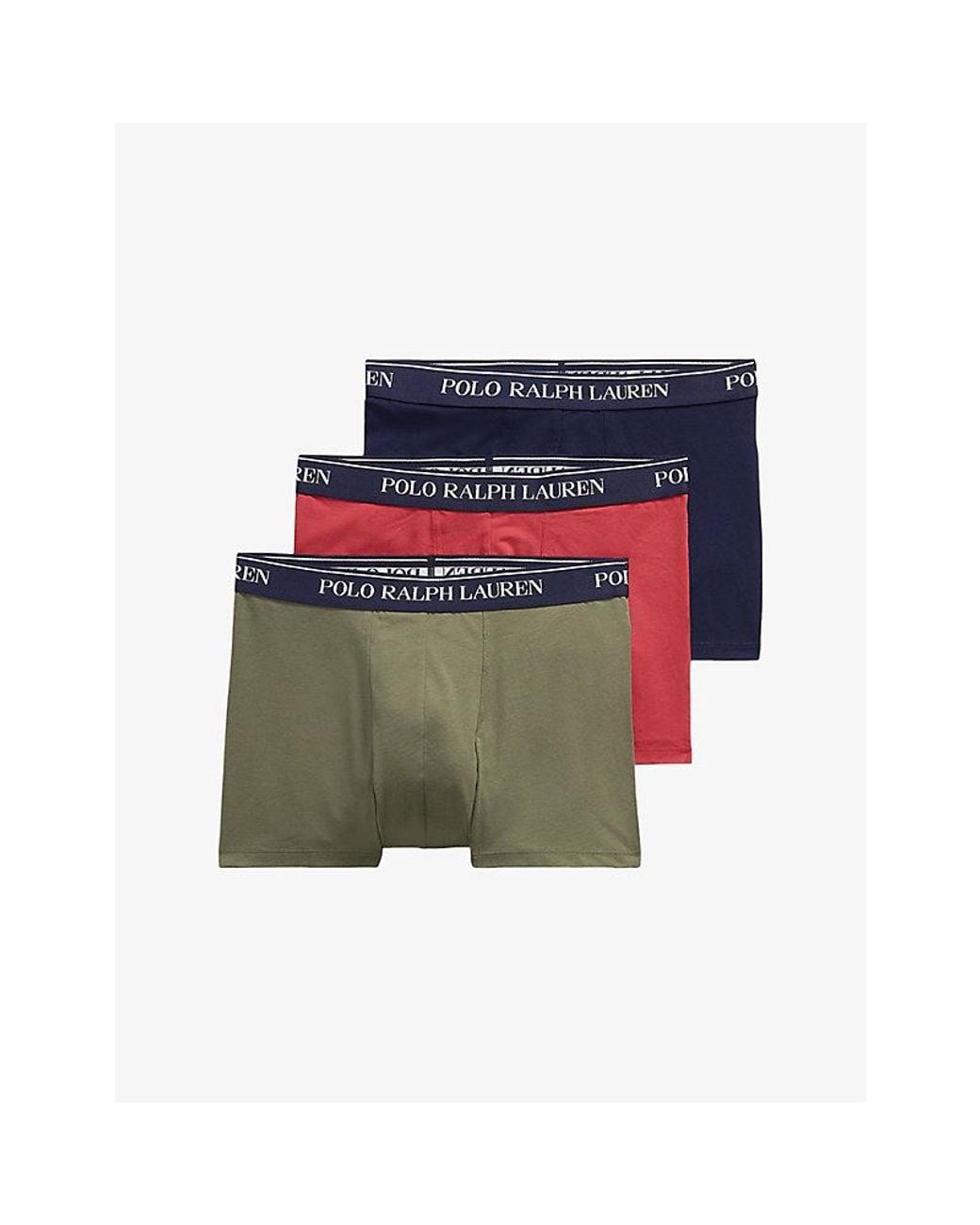 Polo Ralph Lauren Blue Branded-Waistband Pack Of Three Jersey Trunks for men