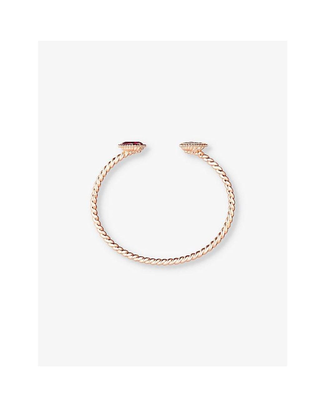 Boucheron White Serpent Bohème 18Ct- 0.32Ct Brilliant-Cut Diamond And 2.56Ct Rhodolite Bangle Bracelet