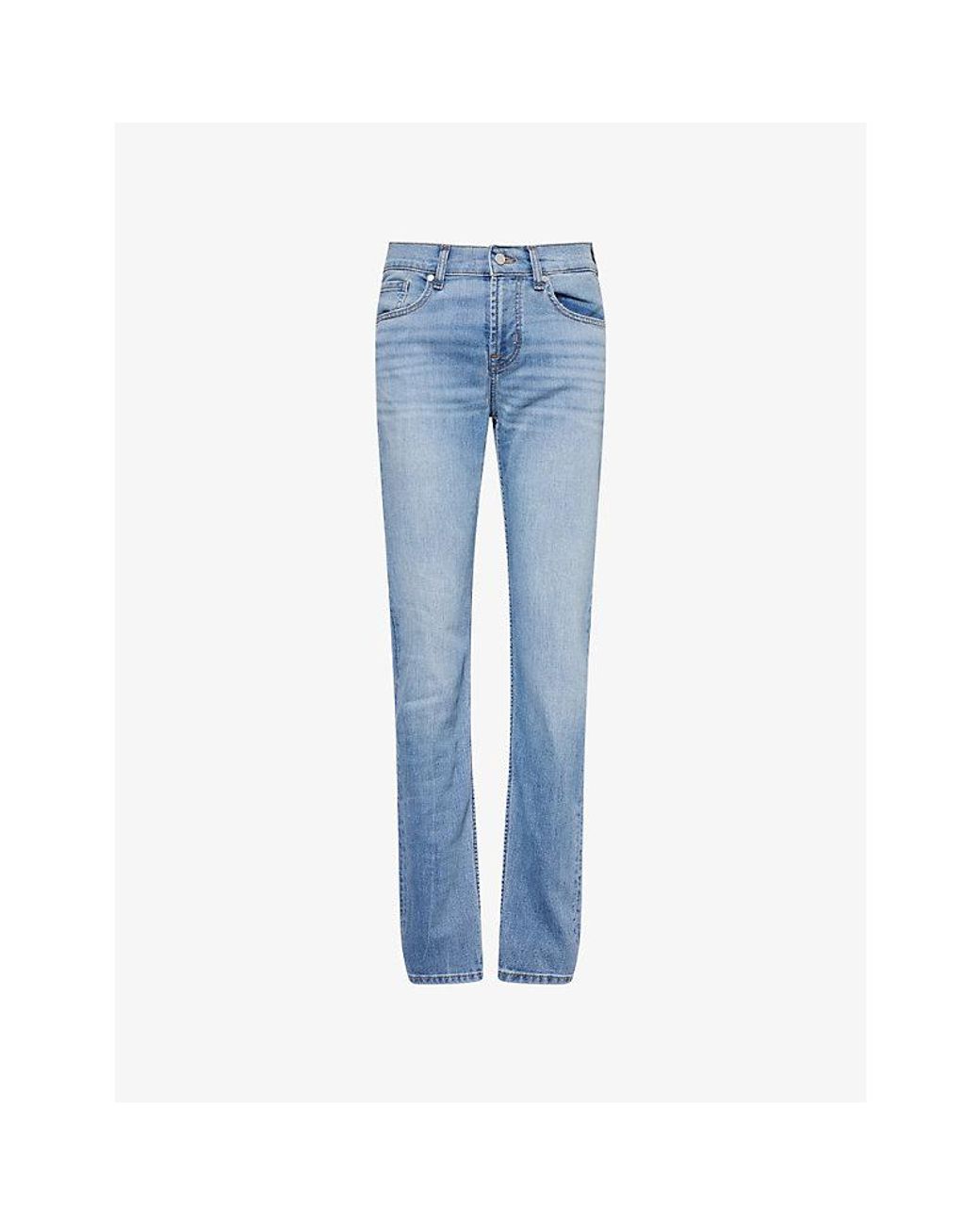 7 For All Mankind Blue Slimmy Tapered Brand-Patch Stretch-Denim Jeans for men