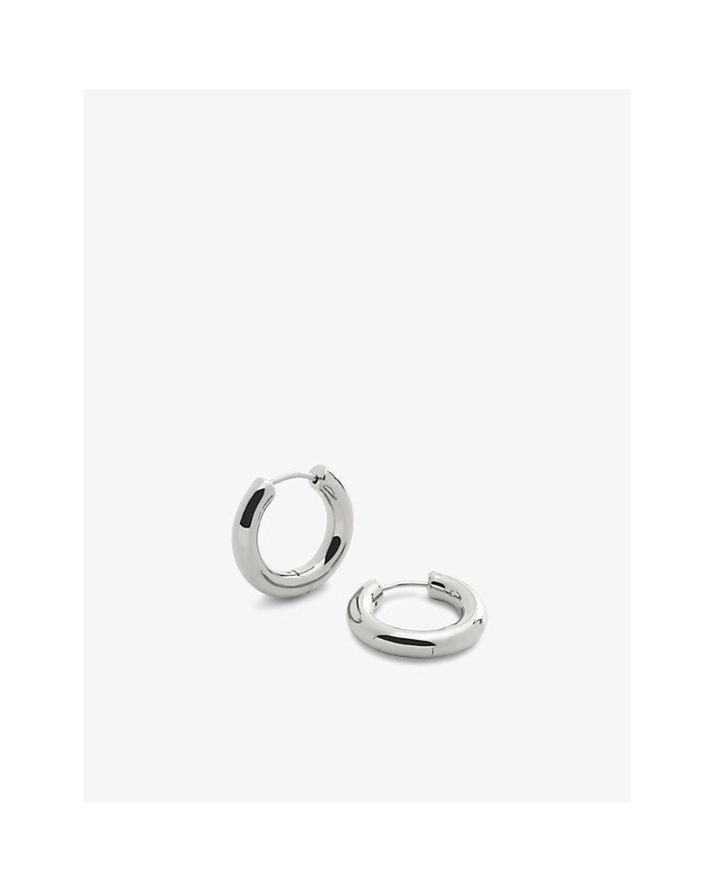 Monica Vinader White Essential Click Small Sterling- Hoop Earrings