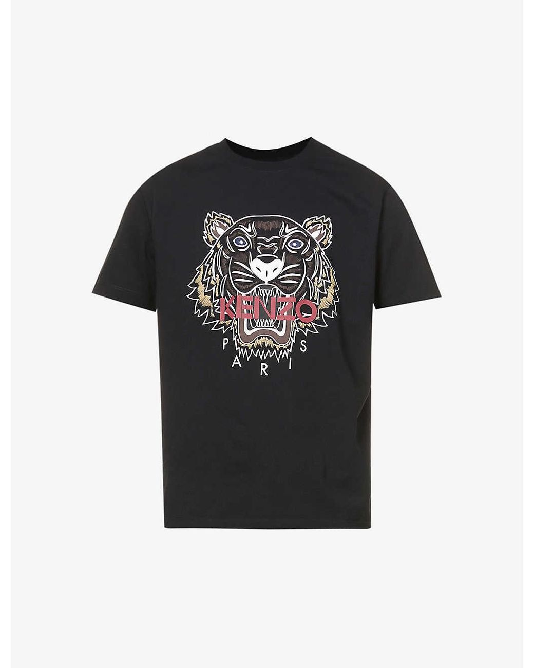 KENZO Tiger Icon Relaxed-fit Cotton-jersey T-shirt in Black for Men | Lyst