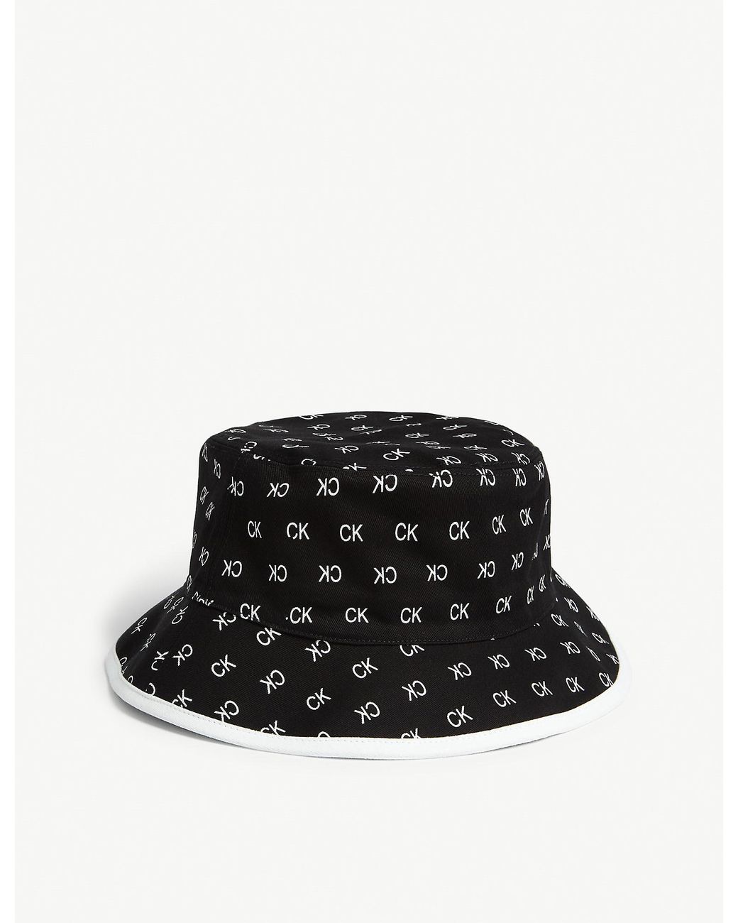 Calvin Klein Logo Print Reversible Cotton Bucket Hat in Black for Men | Lyst