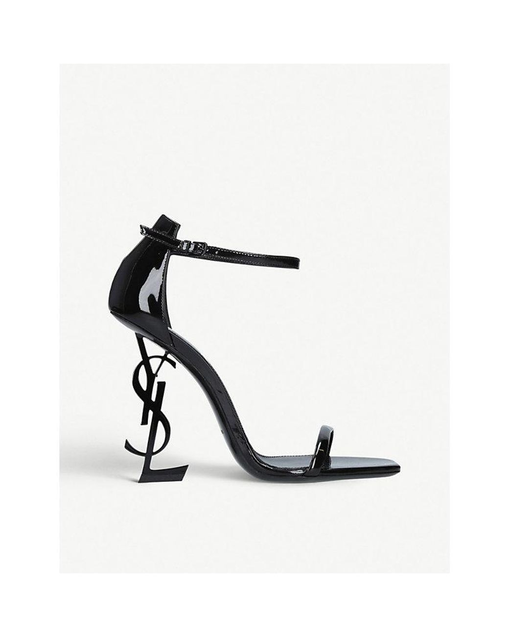 Saint Laurent Opyum 110 Leather Heeled Sandals in Black | Lyst Canada