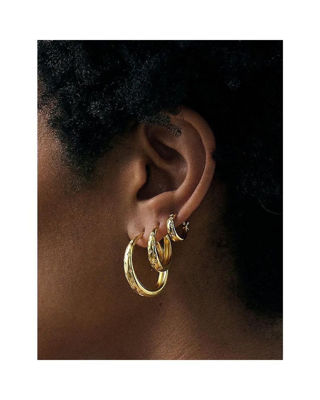 Astley Clarke Metallic Maxi Tiny Star 18Ct- Plated Sterling- And Lab-Grown-Sapphire Hoop Earrings