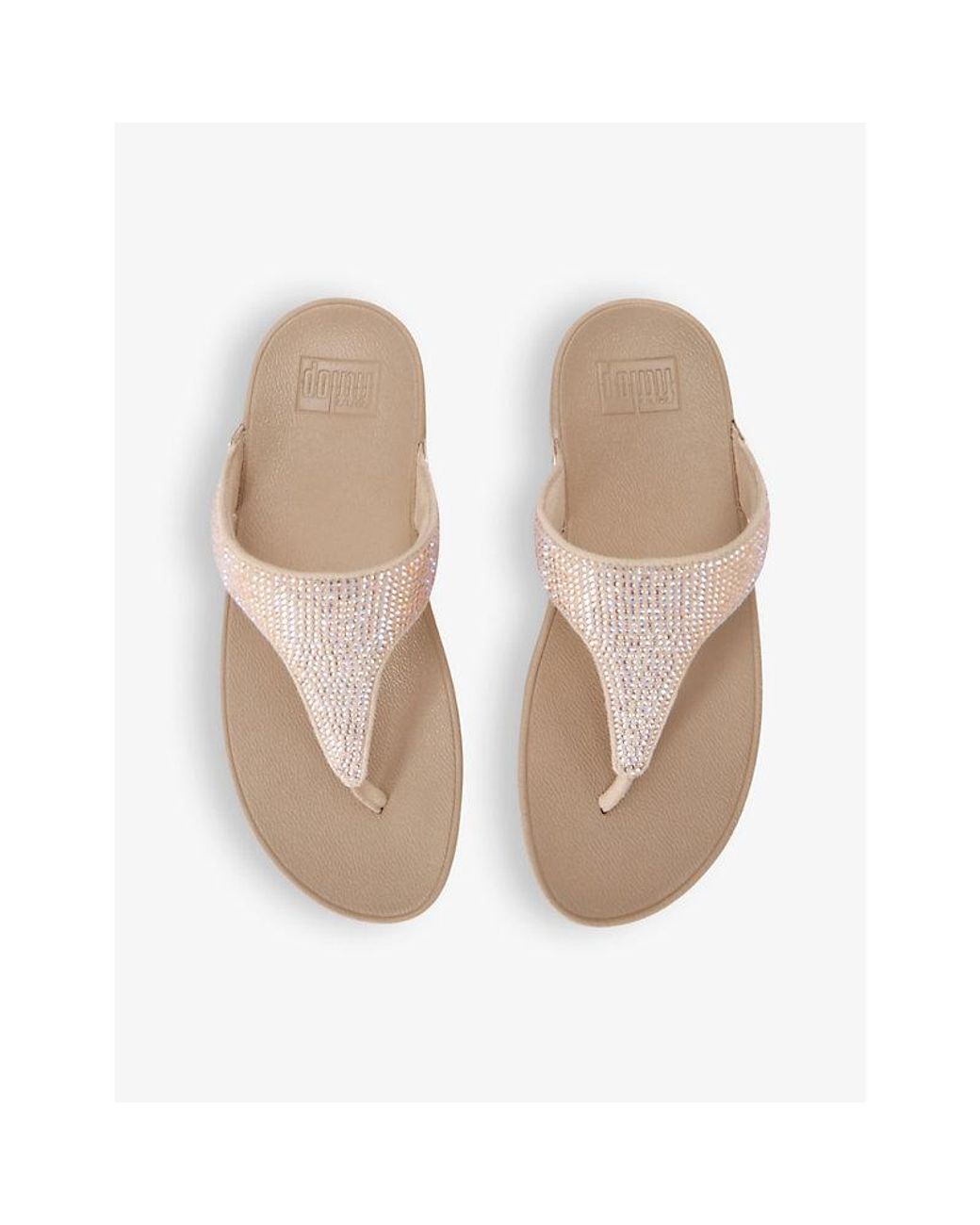 Fitflop Natural Lulu Glitter Rhinestone-Embellished Rubber Sandals