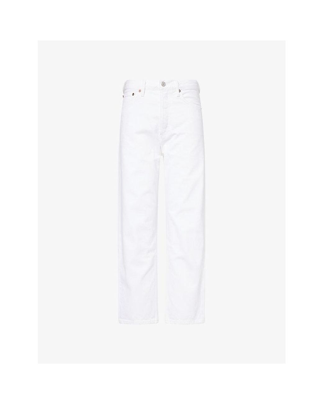 Agolde White 90's Pinch-Waist Cropped Denim Jeans