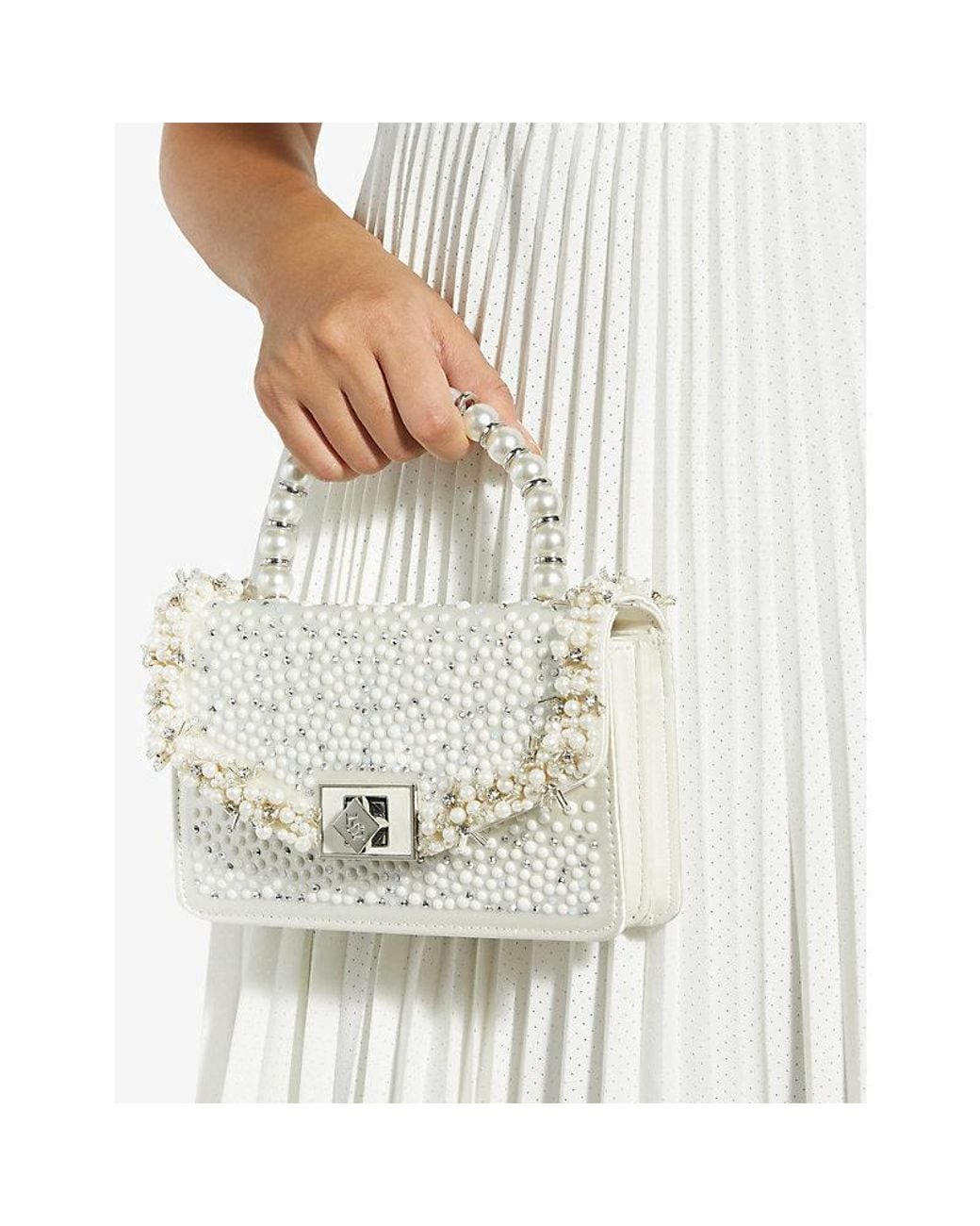 Dune White Bridesmaid Woven Top-Handle Bag