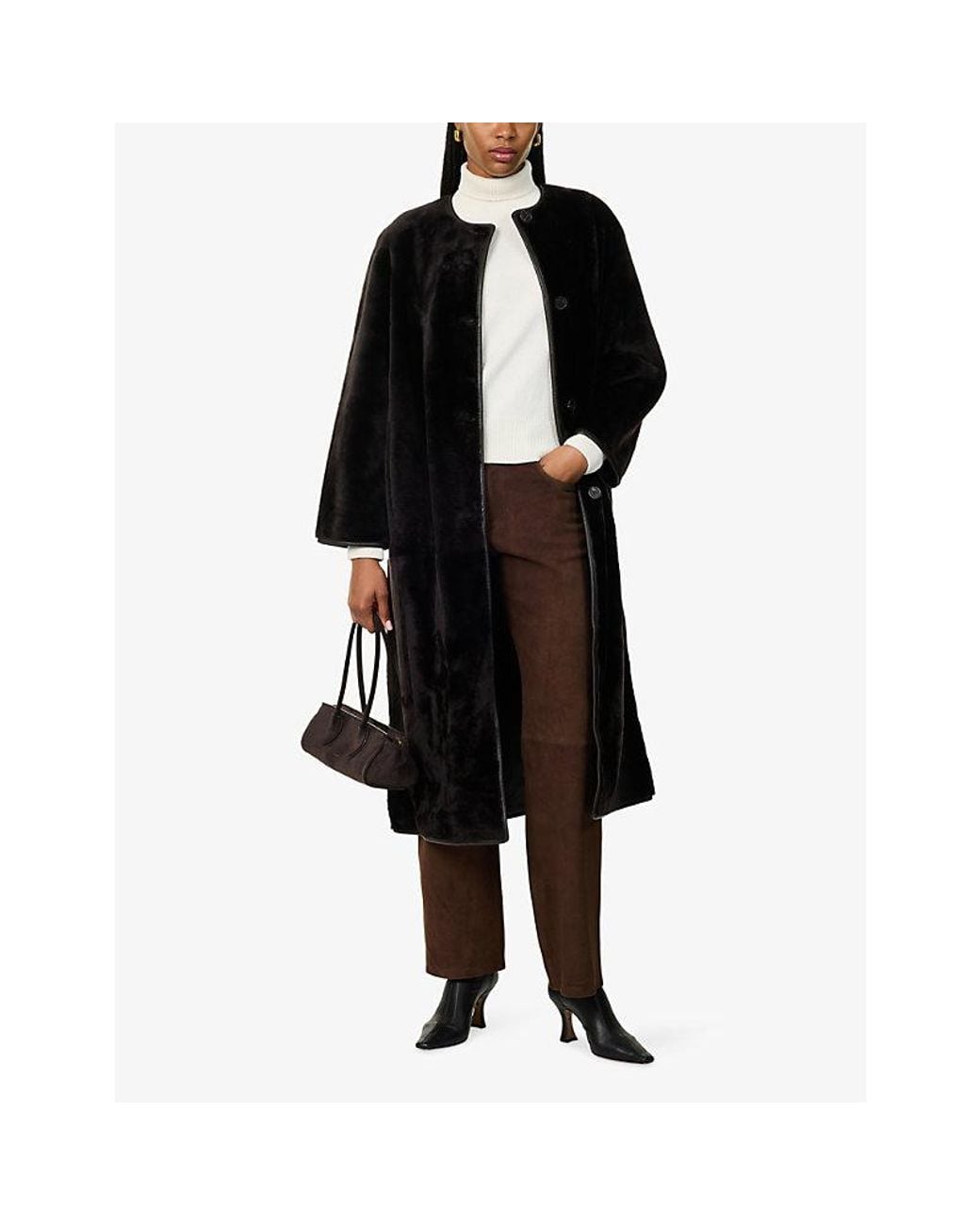 Arma Black Rilana Isabella Leather Shearling Jacket