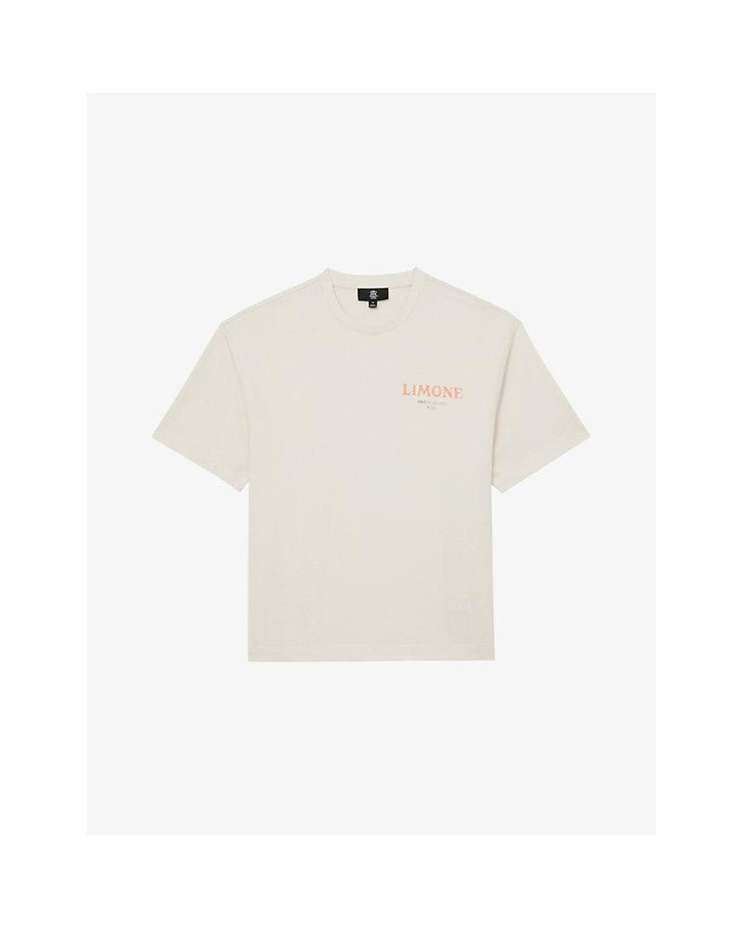Reiss White Calvino Graphic-Print Relaxed-Fit Cotton T-Shirt for men