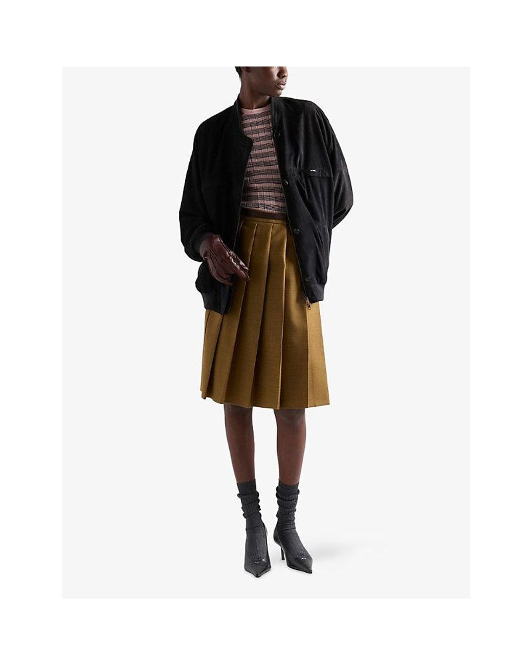 Prada Pink Striped Short-Sleeved Cashmere And Silk Jumper