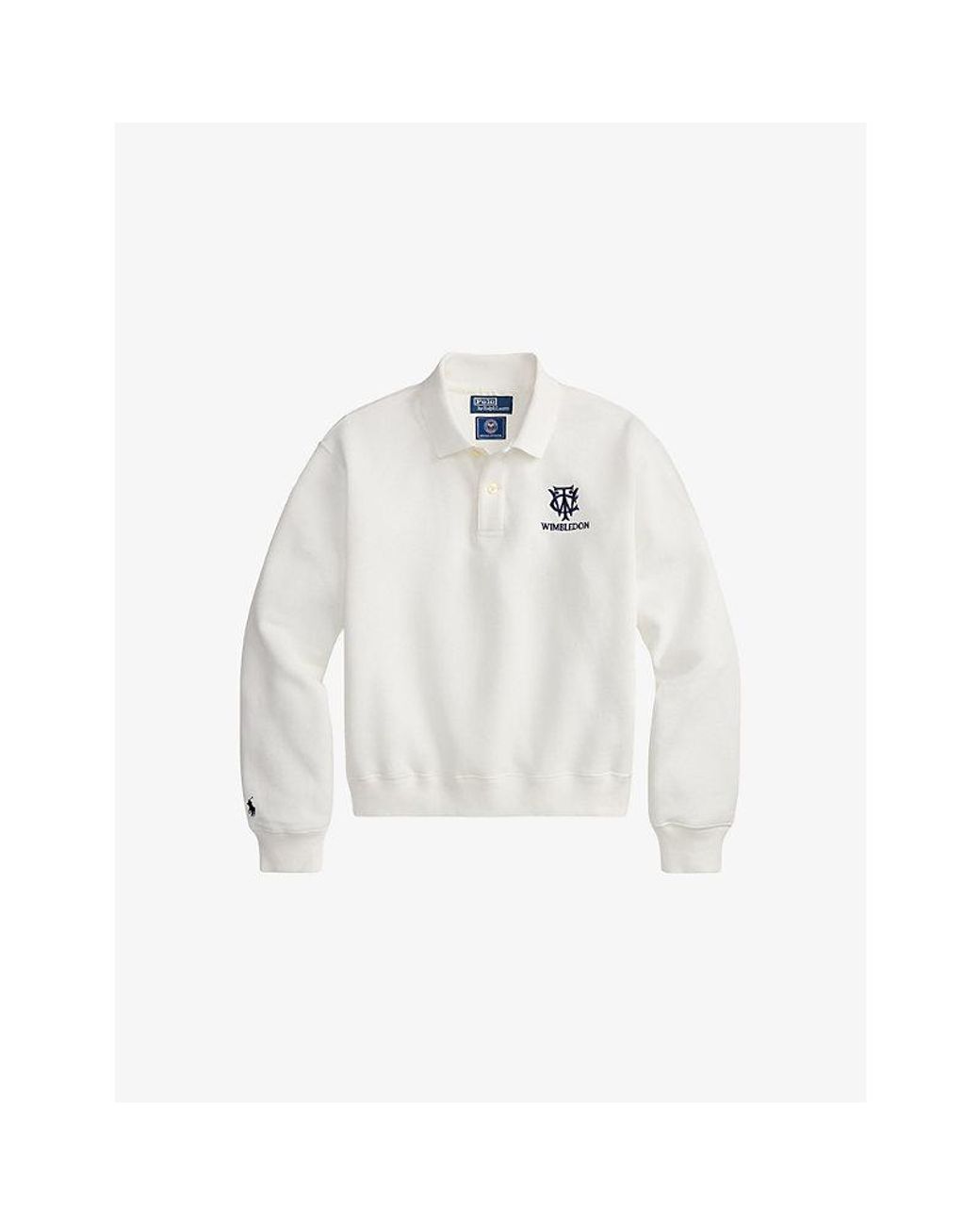 Polo Ralph Lauren White X Wimbledon Logo-Embroidered Cotton Sweatshirt
