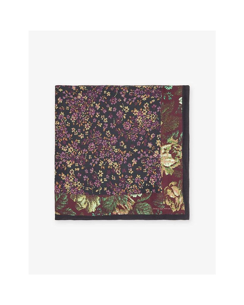 Dries Van Noten Purple Flara Floral-Print Woven Scarf