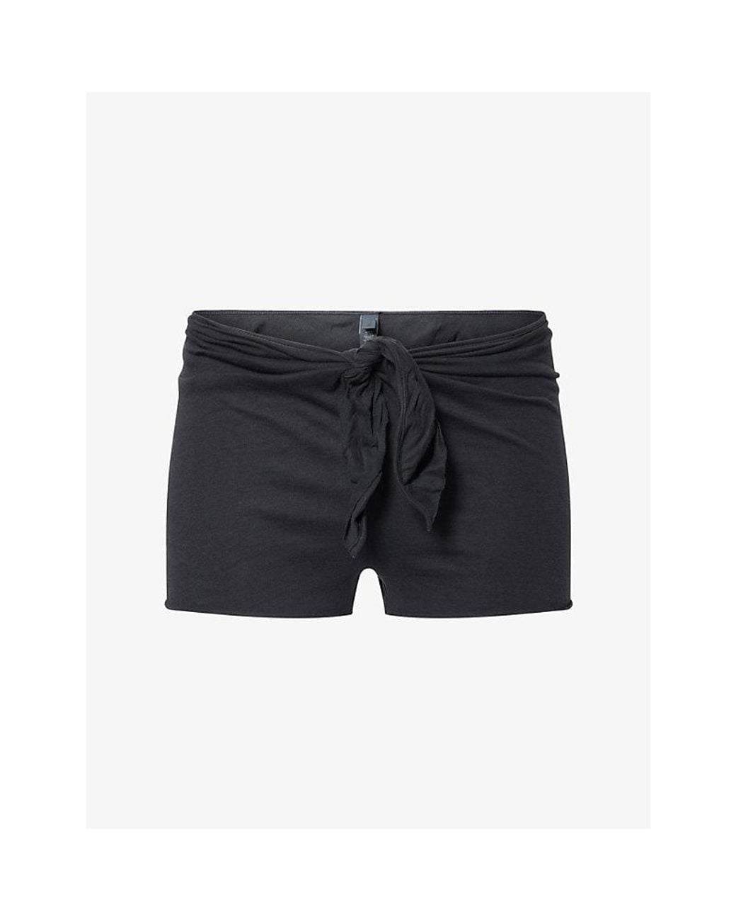 Skims Blue Tie-Waist Low-Rise Cotton Shorts