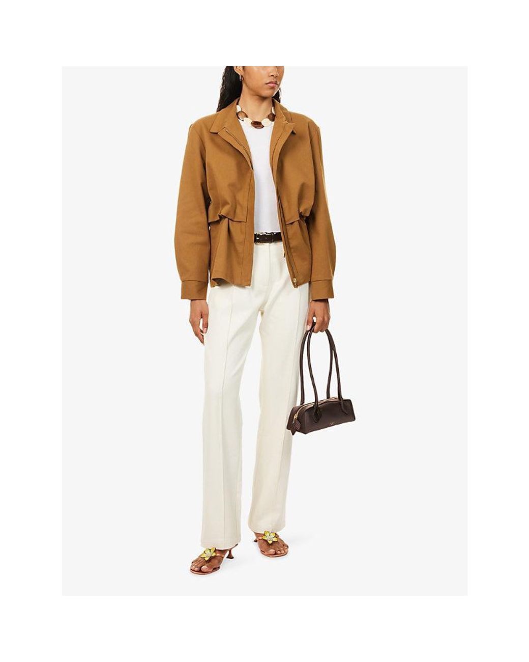The Dropped Collection Brown Drawstring Cotton Jacket