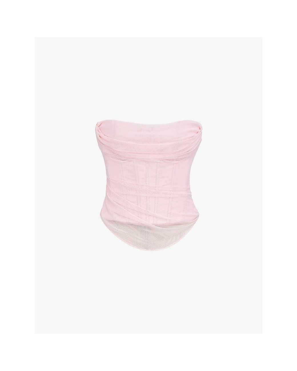 House Of Cb Pink Georgie Gathered Strapless Woven Corset