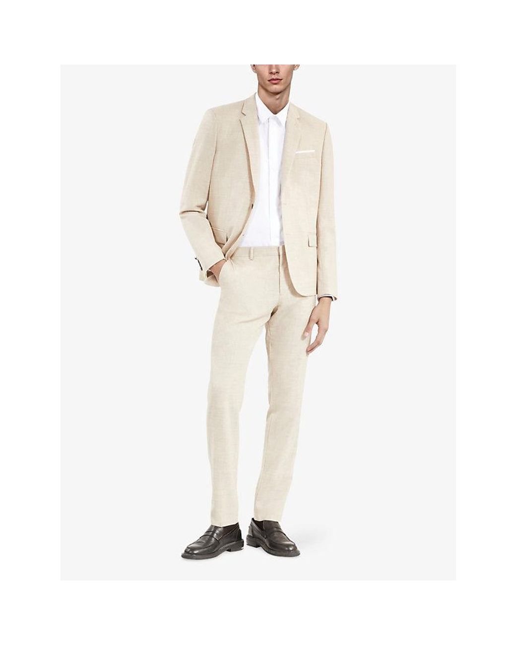 The Kooples Natural Tapered-Leg Slim-Fit Wool Trousers for men