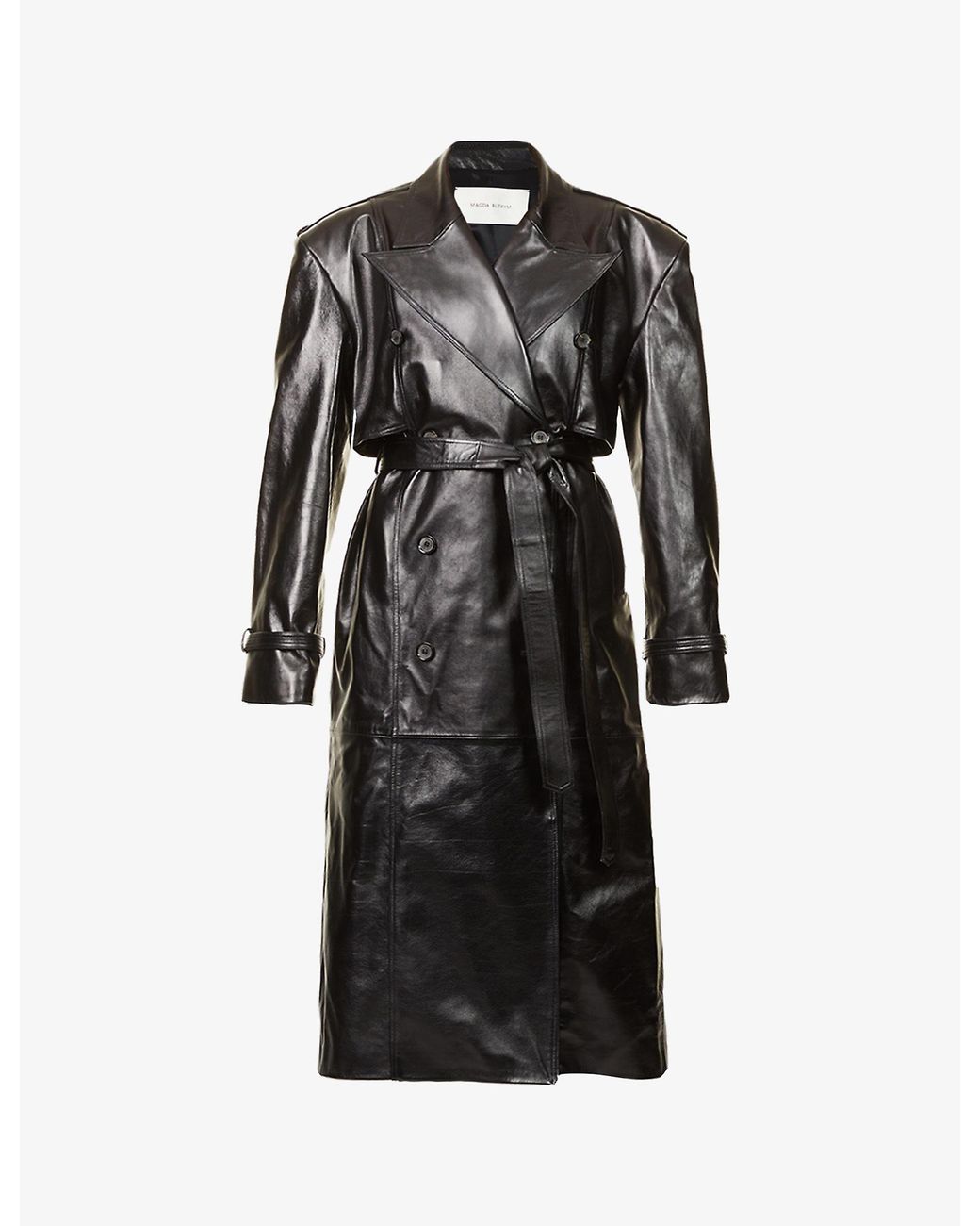 Magda Butrym Double-breasted Leather Coat in Black | Lyst