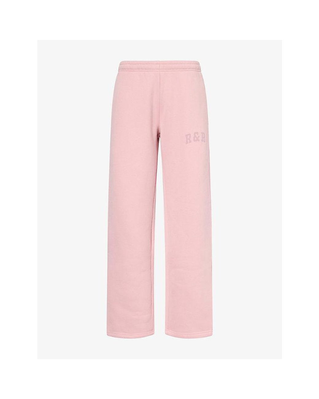 Ru & Rocka Pink Varsity Logo-Print Jersey Jogging Bottoms