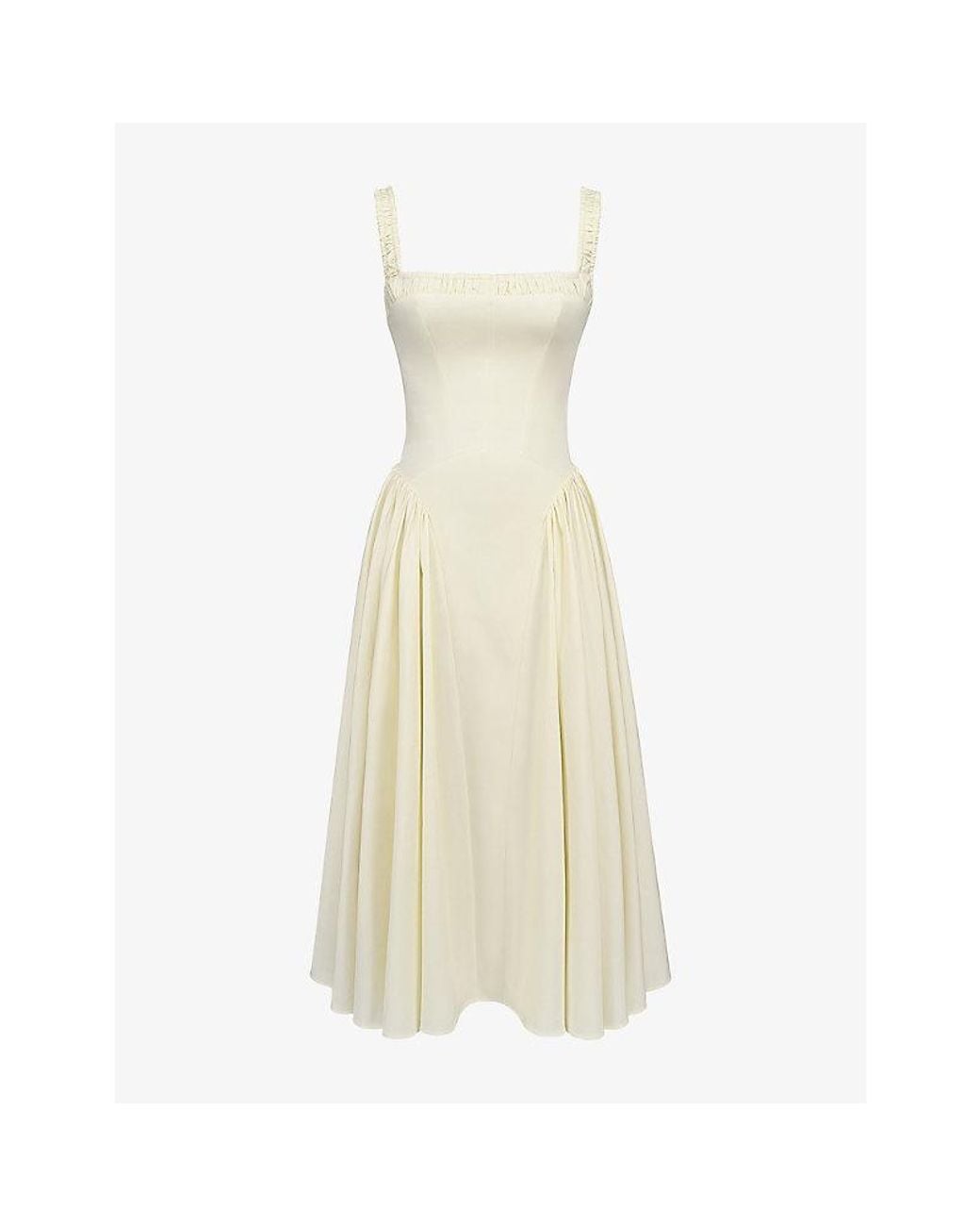 House Of Cb White Dorothy Floral-Print Stretch-Cotton Midi Dress