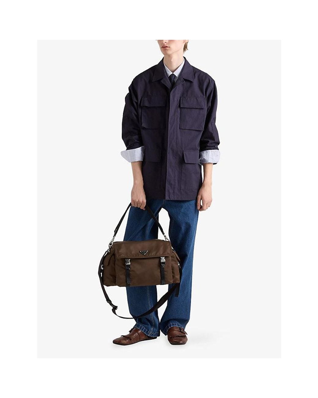 Prada Black Explore Re Nylon Woven Bag for men