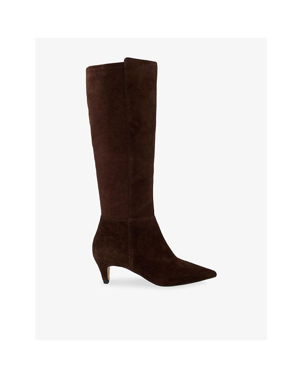 Dune Brown Shasa Suede Heeled Knee-High Boots