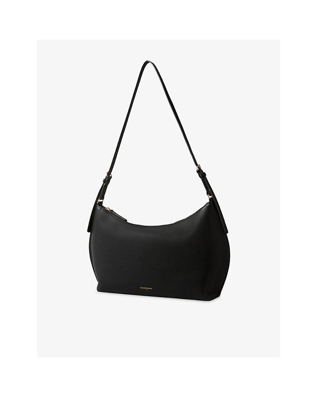 Claudie Pierlot Black Logo-Plaque Leather Shoulder Bag