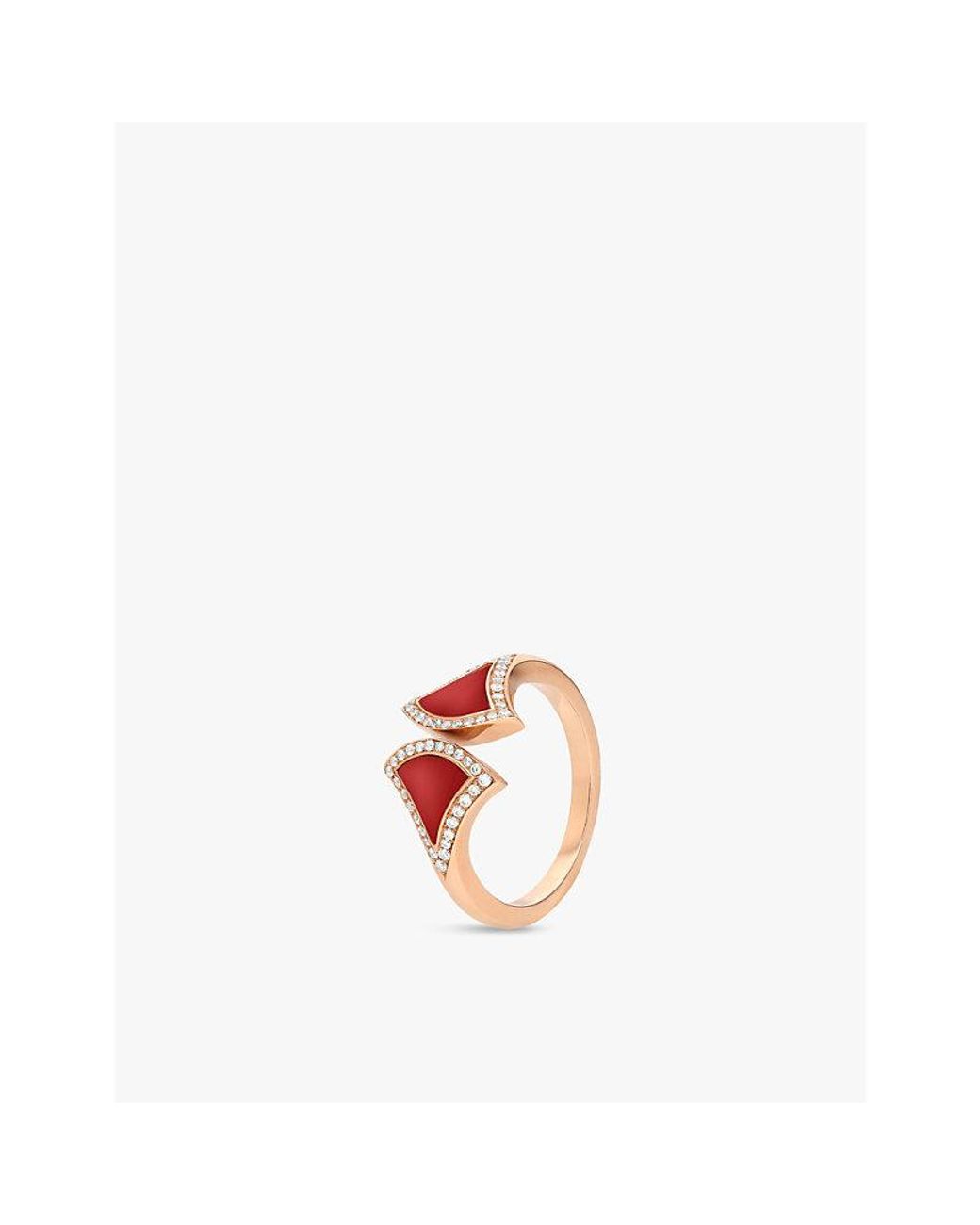 BVLGARI White Divas' Dream 18Ct Rose- Carnelian And 0.17Ct Round Brilliant-Cut Diamond Ring