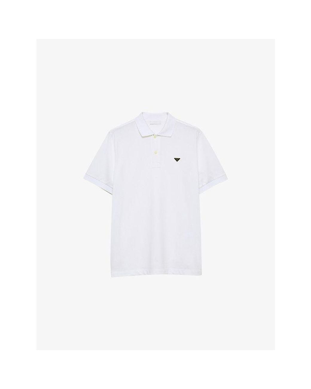 Prada White Triangle-Logo Cotton-Piqué Polo Shirt for men