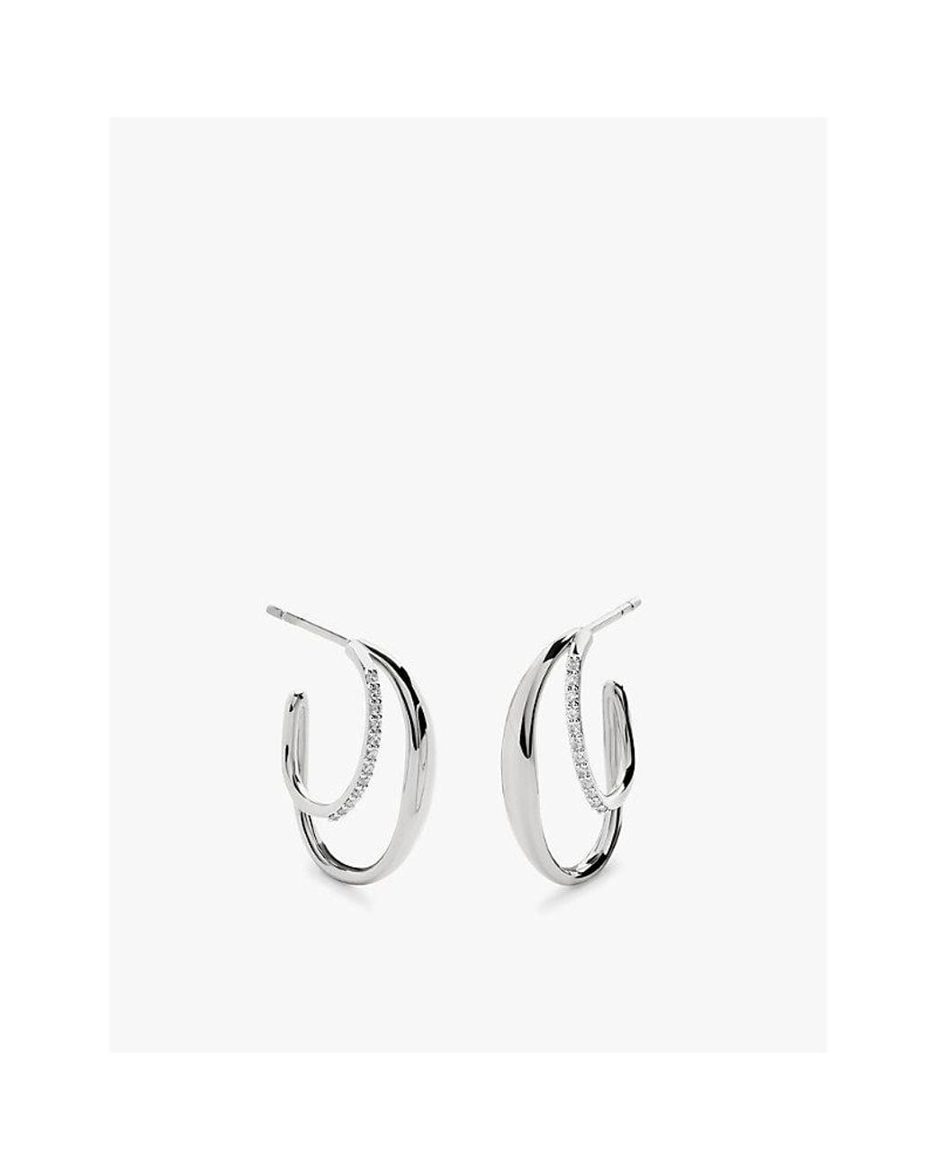 Monica Vinader White Nura Wrap Medium Sterling- And 0.114Ct Brilliant-Cut Lab-Grown Diamond Hoop Earrings