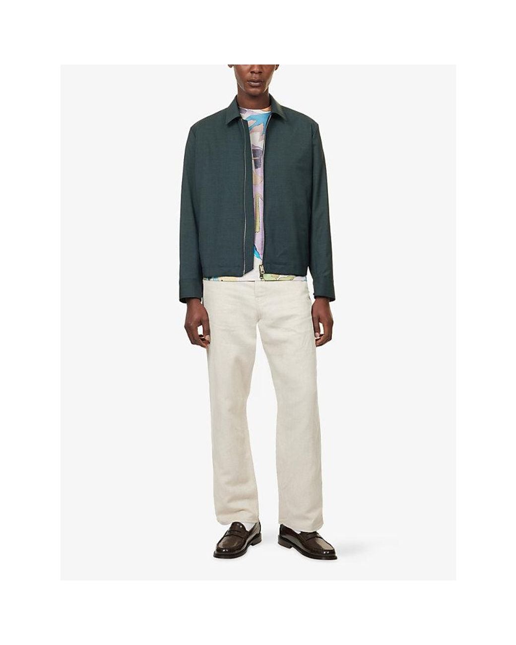 Paul Smith Blue Long-Sleeve Collared Wool Jacket for men