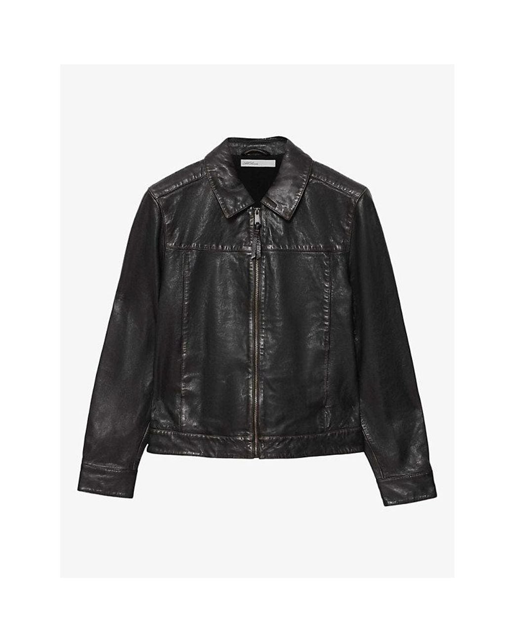 AllSaints Black Oakland Zip-Up Leather Jacket for men