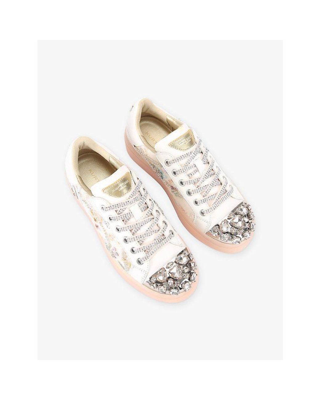 Kurt Geiger Pink Crystal Embellished Leather Trainers