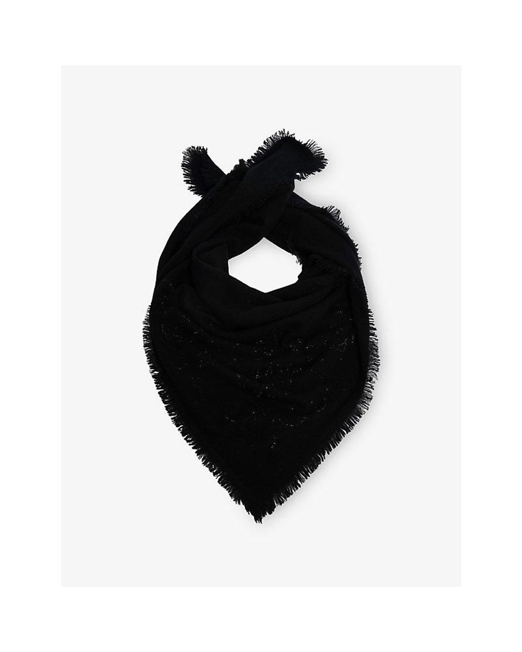 Zadig & Voltaire Black Stevie Strass Western Cashmere Scarf