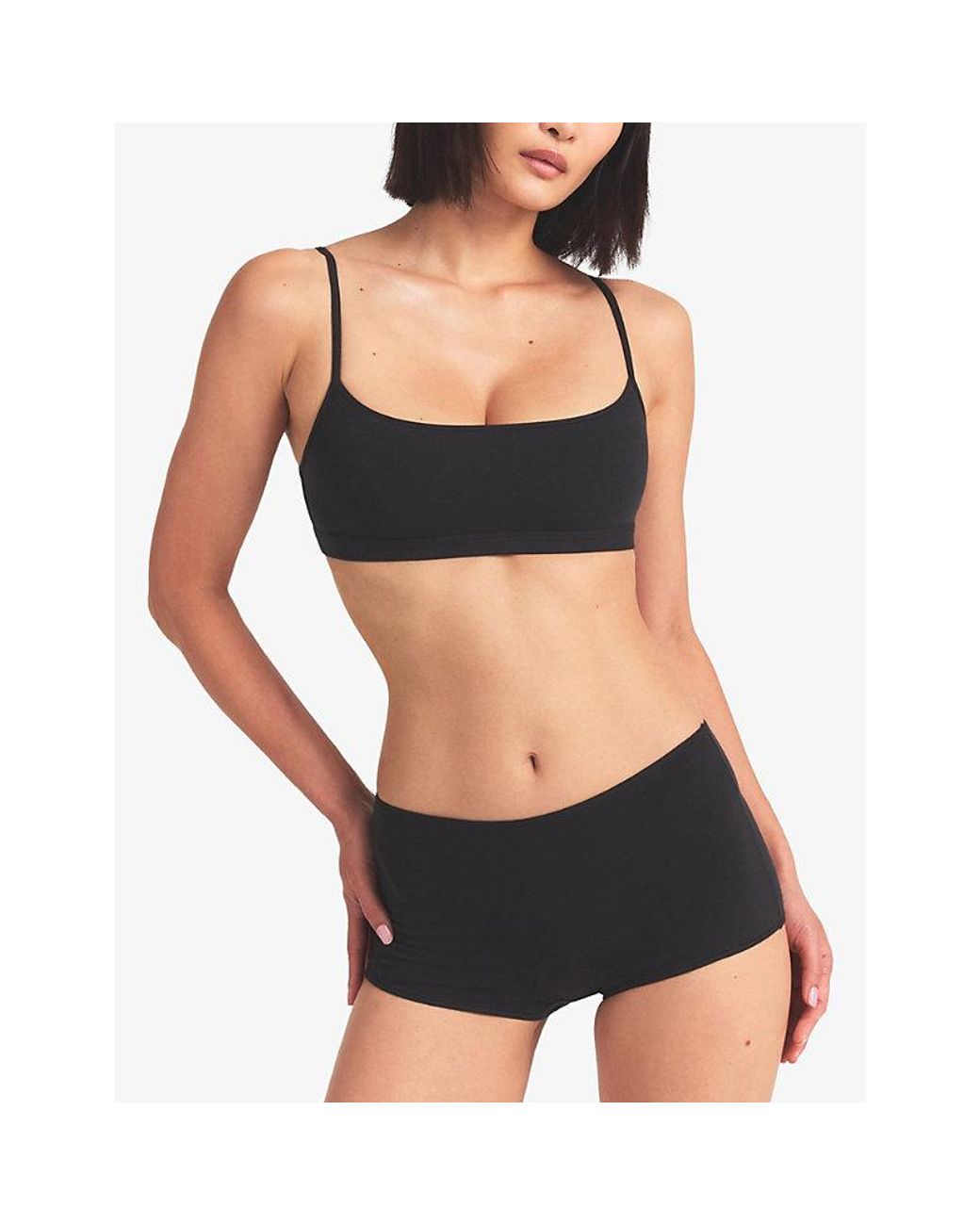 Skims Black Everyday Scoop Cotton Bralette