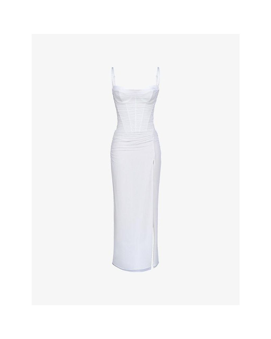 House Of Cb White Lini Bodycon Stretch-Mesh Maxi Dress Xs (D-E Cup)
