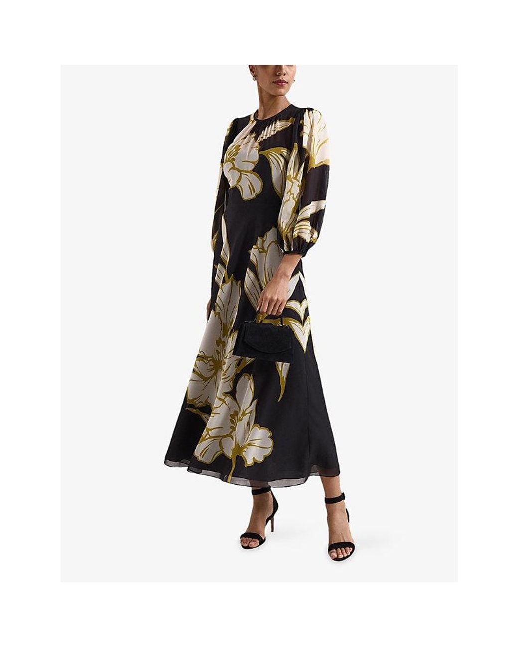 Phase Eight Black Eve Floral-Print Woven Maxi Dress