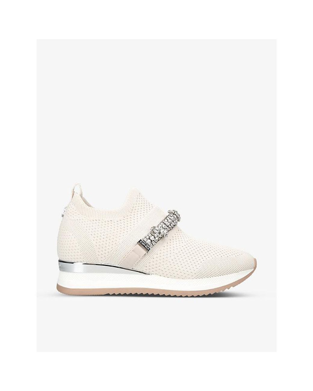 Carvela Kurt Geiger Janeiro Jewel Crystal-embellished Knitted Trainers in  White | Lyst