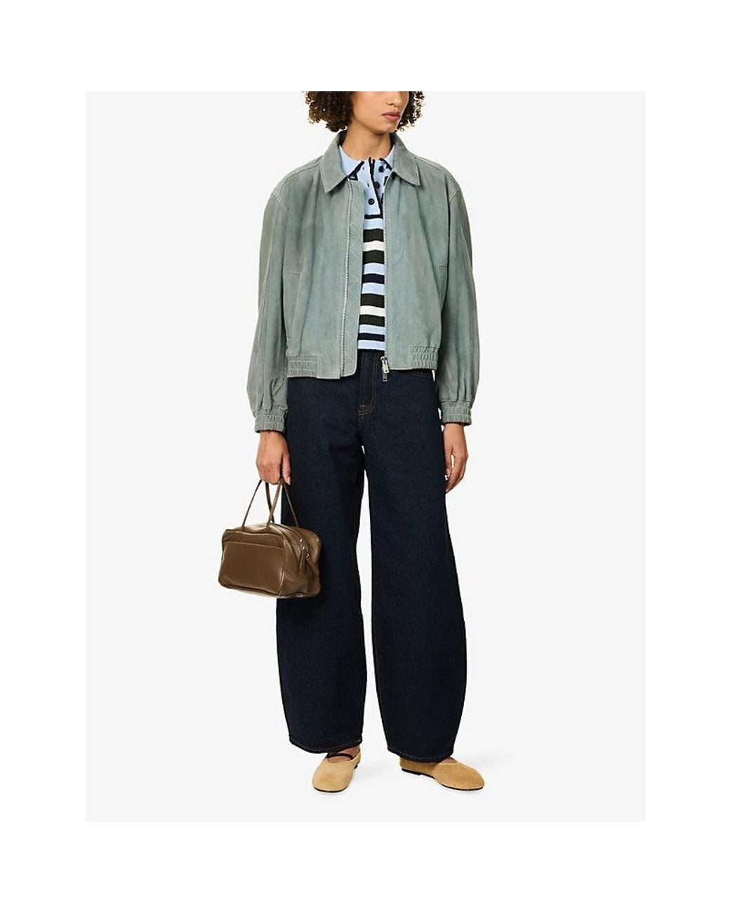 7 For All Mankind Blue Bonnie Barrel-Leg Denim Jeans