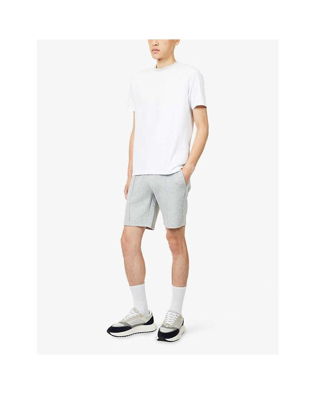 Arne Gray Everyday Luxe Seamed Cotton-Blend Sweat Shorts for men
