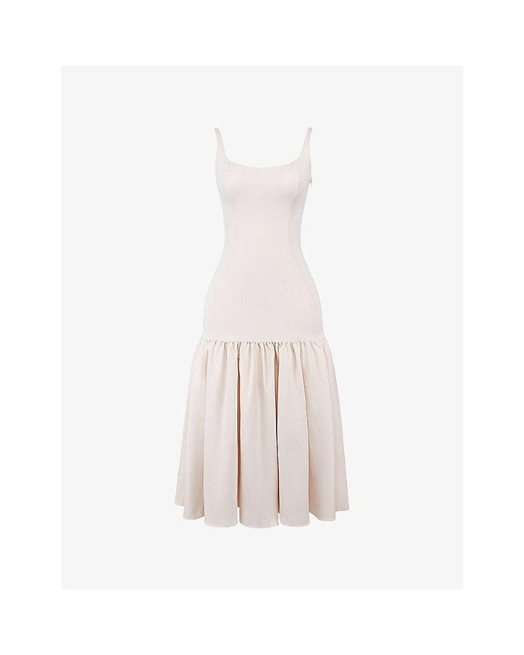white flare dress with sleeves White Flare Cap Sleeves Midi Dress  Gabi Swimwear