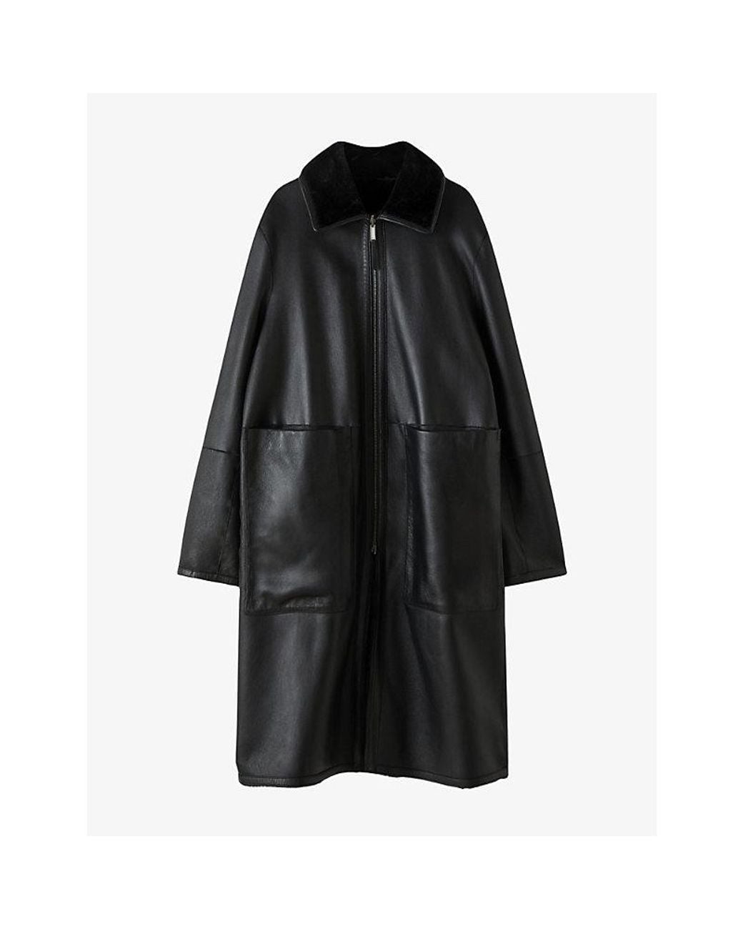 Joseph Black Caspian Reversible Shearling And Leather Coat