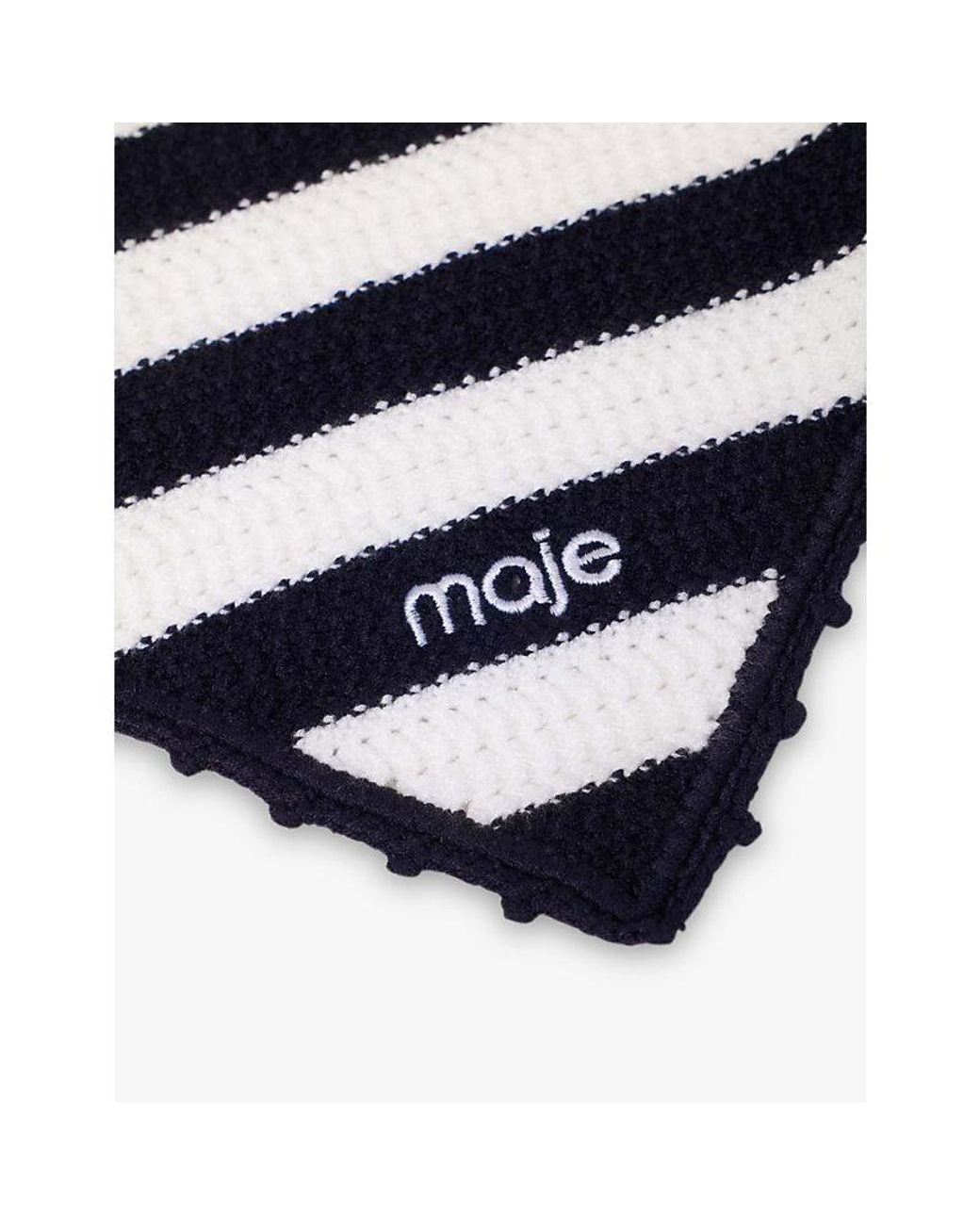 Maje Blue Striped Knitted Bandana Scarf